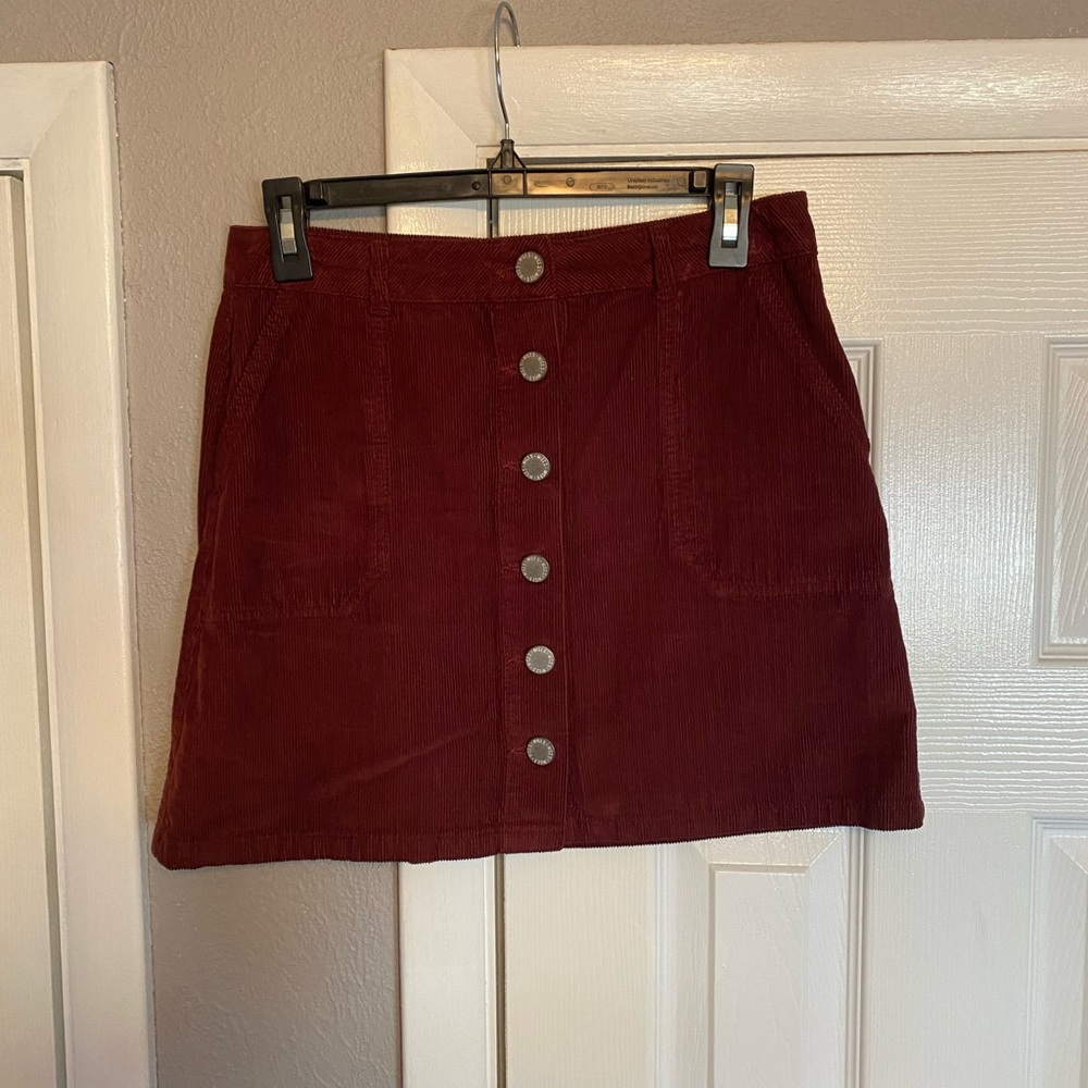 Corduroy burgundy mini skirt